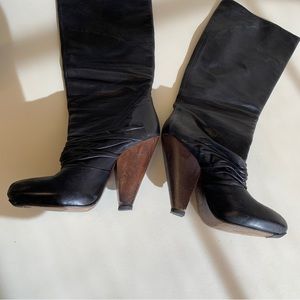 ASH leather boots with wood wedge heel size 38